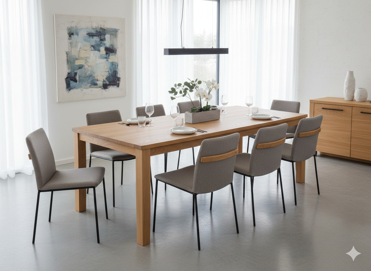 Moderne spisebord i eik